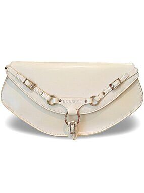 BCBGirls Ivory Patent Leather Sleek Minimalist Shoulder Bag